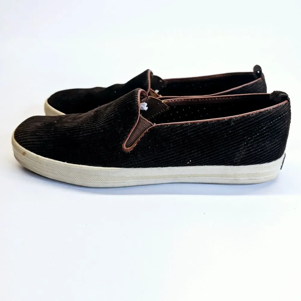 Kate Spade Slip On Sneakers Womens 7.5‎ Brown Corduroy Designer Casualwear Shoes
